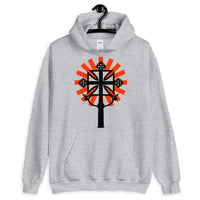 Black Cross Red Rays Unisex Hoodie Ethiopian Coptic Orthodox Abyssinian Kiosk Christian Apparel Gildan Clothing