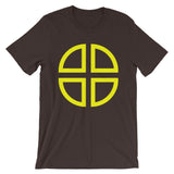 Between the Lines Cross Yellow Unisex T-Shirt Abyssinian Kiosk Ethiopian Coptic Orthodox Tewahedo Christian Bella Canvas Original Art Fashion Cotton Apparel Clothing