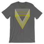 Yellow Chiaroscuro Triangles Unisex T-Shirt From Light to Bold Color Abyssinian Kiosk Fashion Cotton Apparel Clothing Bella Canvas Original Art