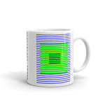 Blue Green Stripes Yellow Black Squares Kaffa Mug