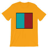 Black Back Cyan Red Lines Unisex T-Shirt Square Abyssinian Kiosk Fashion Cotton Apparel Clothing Bella Canvas Original Art