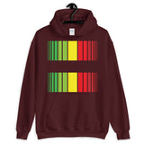 Green Yellow Red Broken Barcode Unisex Hoodie Original Art Abyssinian Kiosk Fashion Cotton Apparel Gildan Clothing Rasta Flag Reggae