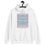 Black Red Yellow Blue Cyan Ellipses Unisex Hoodie Abyssinian Kiosk Contained Chaos of Hovering Ellipses Fashion Cotton Apparel Clothing Gildan Original Art