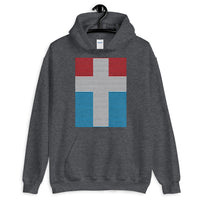 White Cross Red Blue Lines Unisex Hoodie Abyssinian Kiosk Christian Jesus Religion Lined Latin Cross Gildan Original Art Fashion Cotton Apparel Clothing