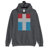 White Cross Red Blue Lines Unisex Hoodie Abyssinian Kiosk Christian Jesus Religion Lined Latin Cross Gildan Original Art Fashion Cotton Apparel Clothing