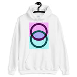 Black Rings Magenta Cyan Lines Unisex Hoodie Abyssinian Kiosk Fashion Cotton Apparel Clothing Gildan Original Art