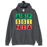 Abyssinia Black Letters in Blocks Unisex Hoodie Abyssinian Kiosk Green Yellow Red Squares Ethiopian Fashion Cotton Apparel Clothing Gildan Original Art