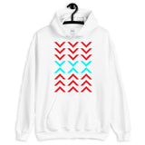 Arrows Down Up Red Cyan Unisex Hoodie Abyssinian Kiosk Fashion Cotton Apparel Clothing Gildan Original Art