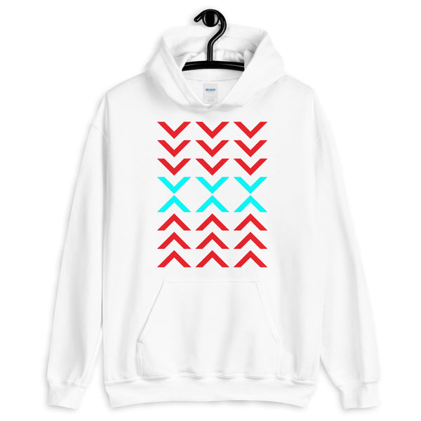 Arrows Down Up Red Cyan Unisex Hoodie Abyssinian Kiosk Fashion Cotton Apparel Clothing Gildan Original Art