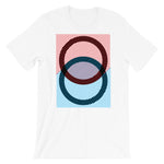 Black Rings Red Blue Lines Unisex T-Shirt Abyssinian Kiosk Fashion Cotton Apparel Clothing Bella Canvas Original Art