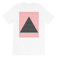 Red Black Lined Pyramid Unisex T-Shirt Abyssinian Kiosk Fashion Cotton Apparel Clothing Bella Canvas Original Art