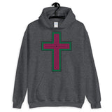 Black Pink Green Maze Cross Unisex Hoodie Abyssinian Kiosk Christian Jesus Religion Lined Latin Cross Gildan Original Art Fashion Cotton Apparel Clothing