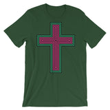 Black Pink Green Maze Cross Unisex T-Shirt Abyssinian Kiosk Christian Jesus Religion Lined Latin Cross Bella Canvas Original Art Fashion Cotton Apparel Clothing