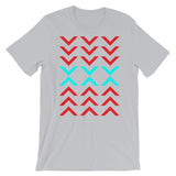 Arrows Down Up Red Cyan Unisex T-Shirt Abyssinian Kiosk Fashion Cotton Apparel Clothing Bella Canvas Original Art