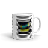 Black Stripes Yellow Cyan Squares Kaffa Mug