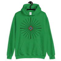 Black Cross Red Cyan Diamond Center Unisex Hoodie Abyssinian Kiosk Fine Cross Radial Pattern Fashion Cotton Apparel Clothing Gildan Original Art