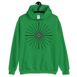 Black Cross Red Cyan Diamond Center Unisex Hoodie Abyssinian Kiosk Fine Cross Radial Pattern Fashion Cotton Apparel Clothing Gildan Original Art