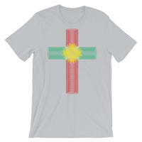 Green Yellow Red Ellipse Cross Unisex T-Shirt Abyssinian Kiosk Christian Jesus Religion Cross Bella Canvas Original Art Fashion Cotton Apparel Clothing