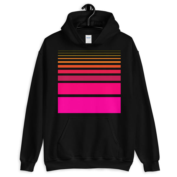 Pink to Yellow Unisex Hoodie Thick Bars to Thin Lines Abyssinian Kiosk Fashion Cotton Apparel Clothing Gildan Original Art