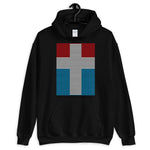 White Cross Red Blue Lines Unisex Hoodie Abyssinian Kiosk Christian Jesus Religion Lined Latin Cross Gildan Original Art Fashion Cotton Apparel Clothing