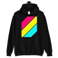 Pink Yellow Cyan Stripes Unisex Hoodie Abyssinian Kiosk Diagonal Stripes Fashion Cotton Apparel Clothing Gildan Original Art