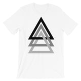 3 Triangles Black to Grey Unisex T-Shirt Abyssinian Kiosk Fashion Cotton Apparel Clothing Bella Canvas Original Art