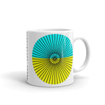 Black Cube Spokes Cyan Top Yellow Bottom Kaffa Mug