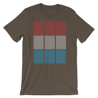 Red White Blue Squares Unisex T-Shirt Grid of Mini Squares Abyssinian Kiosk Fashion Cotton Apparel Clothing Bella Canvas Original Art