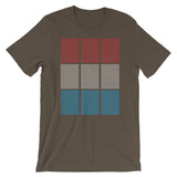 Red White Blue Squares Unisex T-Shirt Grid of Mini Squares Abyssinian Kiosk Fashion Cotton Apparel Clothing Bella Canvas Original Art