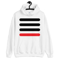 3 Black Bars 1 Red Unisex Hoodie Abyssinian Kiosk Horizontal Lines Fashion Cotton Apparel Clothing Gildan Original Art