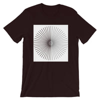 Half Blank Half Grey Cube Spokes White BG Unisex T-Shirt Abyssinian Kiosk Squares Bicycle Spokes Background Fashion Cotton Apparel Clothing Bella Canvas Original Art