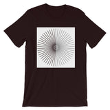 Half Blank Half Grey Cube Spokes White BG Unisex T-Shirt Abyssinian Kiosk Squares Bicycle Spokes Background Fashion Cotton Apparel Clothing Bella Canvas Original Art