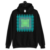 Cyan Red Yellow Ellipses Unisex Hoodie Abyssinian Kiosk Fashion Ellipses Inside Ellipses Cotton Apparel Clothing Gildan Original Art