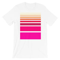 Pink to Yellow Unisex T-Shirt Thick Bars to Thin Lines Abyssinian Kiosk Fashion Cotton Apparel Clothing Bella Canvas Original Art