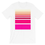 Pink to Yellow Unisex T-Shirt Thick Bars to Thin Lines Abyssinian Kiosk Fashion Cotton Apparel Clothing Bella Canvas Original Art