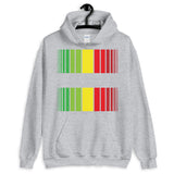 Green Yellow Red Broken Barcode Unisex Hoodie Original Art Abyssinian Kiosk Fashion Cotton Apparel Gildan Clothing Rasta Flag Reggae