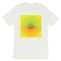 Green & Red Cube Spokes Yellow BG Unisex T-Shirt Abyssinian Kiosk Fashion Cotton Apparel Clothing Bella Canvas Original Art