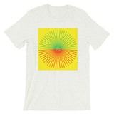 Green & Red Cube Spokes Yellow BG Unisex T-Shirt Abyssinian Kiosk Fashion Cotton Apparel Clothing Bella Canvas Original Art
