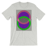 Pink Green Rings Purple Inner & Black Lines Unisex T-Shirt Abyssinian Kiosk Fashion Cotton Apparel Clothing Bella Canvas Original Art