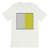 Grey Back White Yellow Lines Unisex T-Shirt Square Abyssinian Kiosk Fashion Cotton Apparel Clothing Bella Canvas Original Art