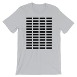 Black Grid Bars Unisex T-Shirt Abyssinian Kiosk Rectangle Bars Spaced Evenly Grid Pattern Fashion Cotton Apparel Clothing Bella Canvas Original Art