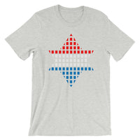 Red White Blue Boxes Star of David Unisex T-Shirt Abyssinian Kiosk Rectangles Jewish Falasha Abyssinia Ethiopia Bella Canvas Original Art Fashion Cotton Apparel Clothing