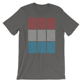 Red White Blue Squares Unisex T-Shirt Grid of Mini Squares Abyssinian Kiosk Fashion Cotton Apparel Clothing Bella Canvas Original Art