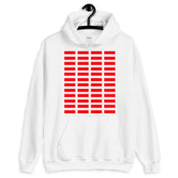 Red Grid Bars Unisex Hoodie Abyssinian Kiosk Rectangle Bars Spaced Evenly Grid Pattern Fashion Cotton Apparel Clothing Gildan Original Art